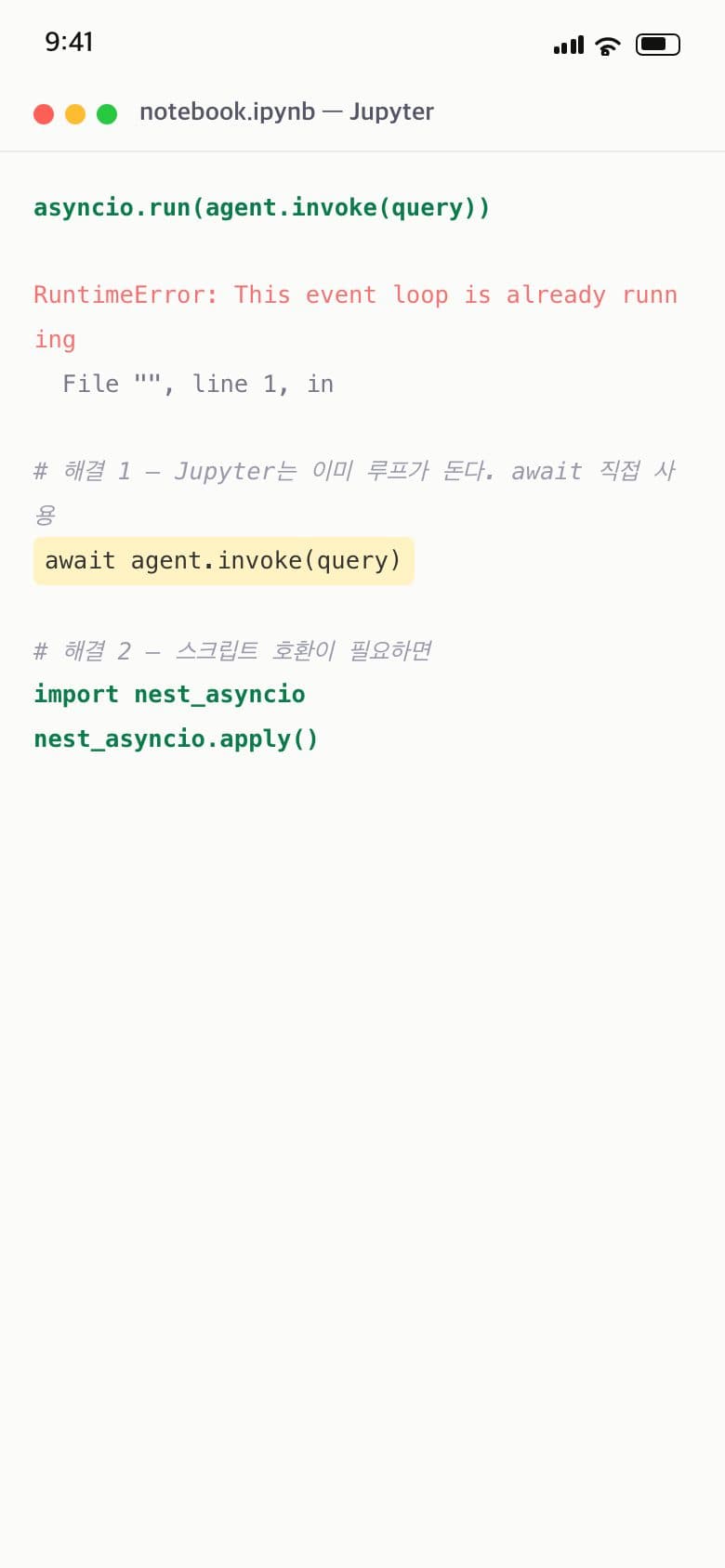 asyncio RuntimeError 해결법